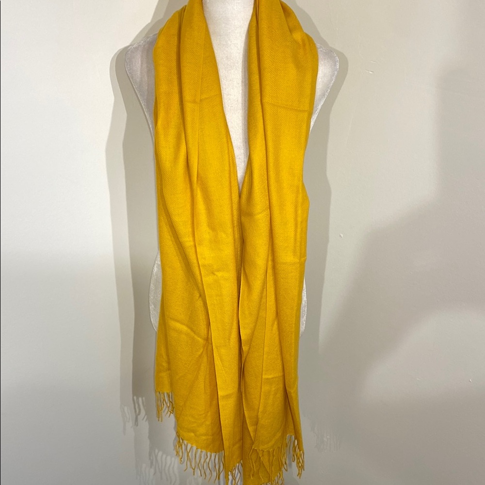 Vibrant Yellow Fringe Wrap Scarf